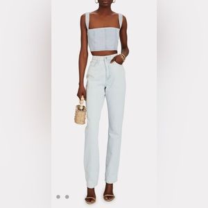 WeWoreWhat NWT Revolve Denim Bustier Light Icy Wash